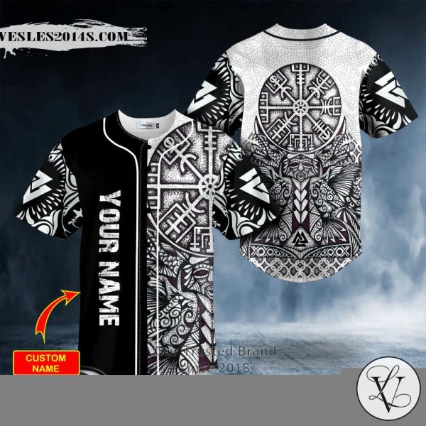 Runic Compass The Vegvisir Viking Custom Baseball Jersey