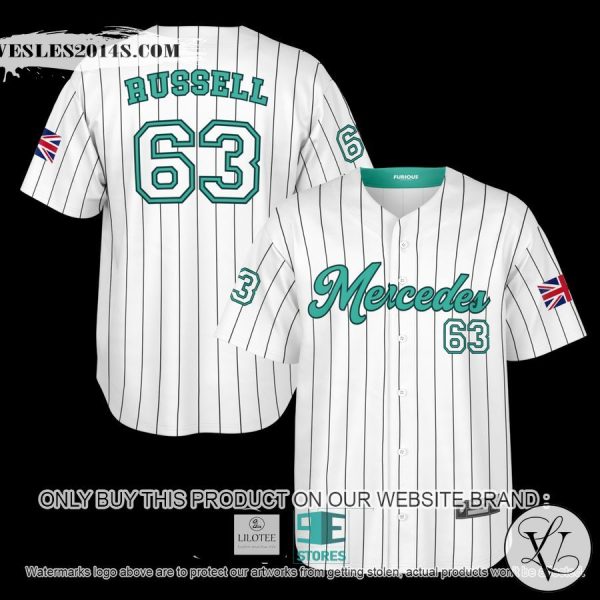 Russell Mercedes 63 White Baseball Jersey