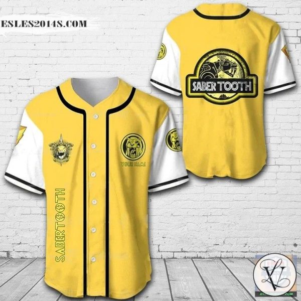 Saber Tooth Mighty Morphin Power Rangers Baseball Jersey Shirt