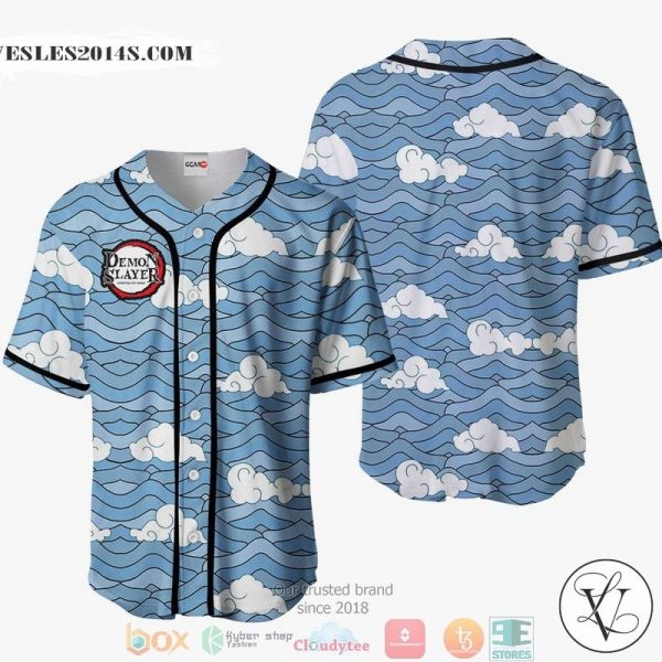 Sakonji Urokodaki Demon Slayer Blue Baseball Jersey Shirt
