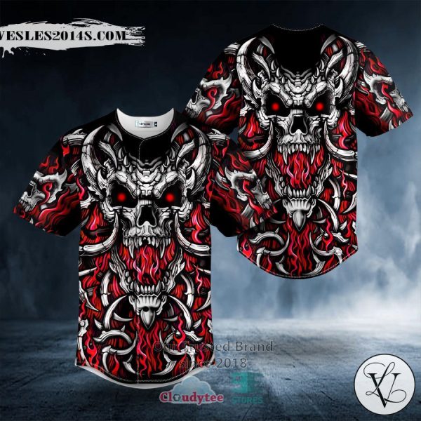 Satan Baphomet Skull Baseball Jersey