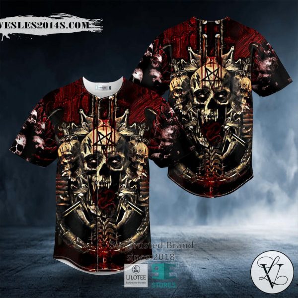 Satan Laughs As You Eternally Rot SLAYER Skull Baseball Jersey
