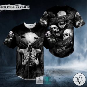 See No Evil Hear No Evil Speak No Evil Skull Baseball Jersey