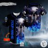 See No Hear No Speak No Evil Blue Fire Skull Custom Baseball Jersey