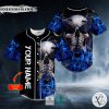 See No Hear No Speak No Evil Blue Flame Skull Custom Baseball Jersey