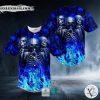 See No Hear No Speak No Evil Blue Liquid Skull Baseball Jersey