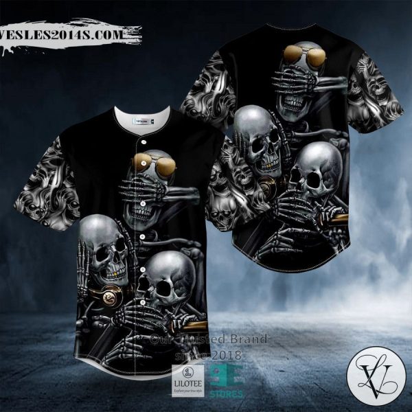 See No Hear No Speak No Evil Skull Baseball Jersey