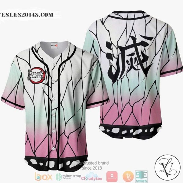 Shinobu Kocho Demon Slayer Pink White Baseball Jersey Shirt