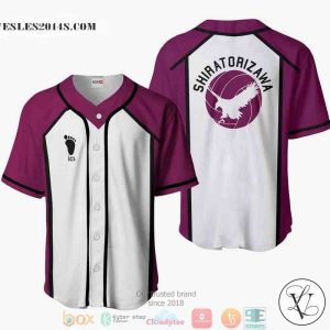 Shiratorizawa Haikyuu White purple Baseball Jersey Shirt