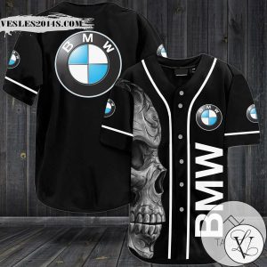 Skull Bmw Mercedes Logo Baseball Jersey Shirt