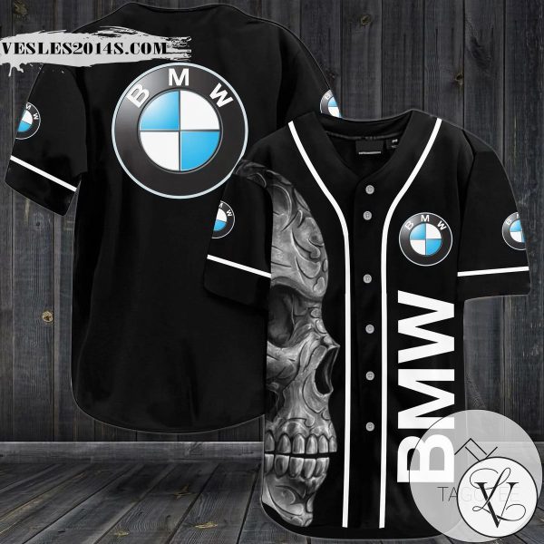 Skull Bmw Mercedes Logo Baseball Jersey Shirt