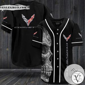 Skull Corvette Logo Baseball Jersey Shirt