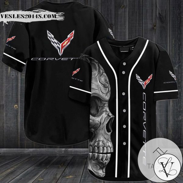 Skull Corvette Logo Baseball Jersey Shirt