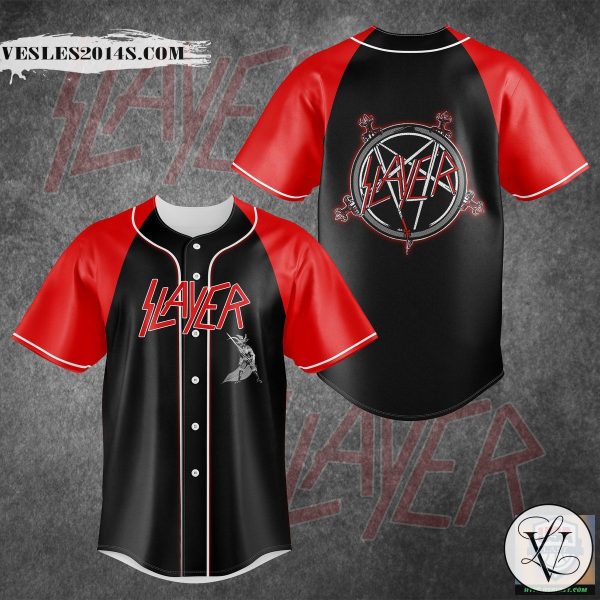 Slayer Band Red Sleeve Baseball Jersey Shirt