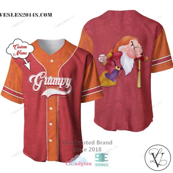 Snow White And The Seven Dwarfs Grumpy Custom Name Baseball Jersey Shirt