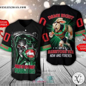 South Sydney Rabbitohs Skull Personalized Baseball Jersey Shirt