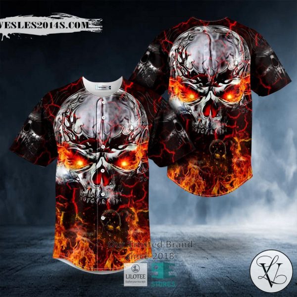 Spiral Fire Blast Zombie Ghost Skull Baseball Jersey