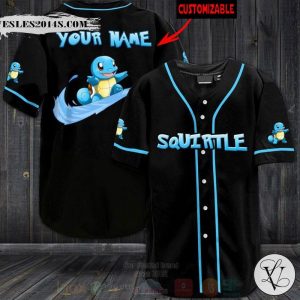 Squirtle Pokemon Custom Name Baseball Jersey Shirt