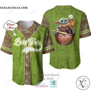 Star Wars Baby Yoda Custom Name Baseball Jersey Shirt
