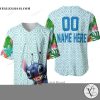 Stitch Flower Personalized Blue Baseball Jersey Shirt