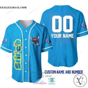 Stitch Personalized Blue Color Baseball Jersey Shirt