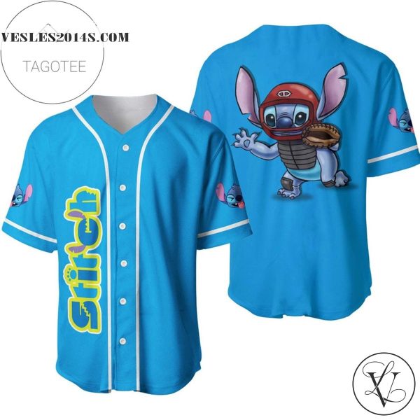 Stitch The Catcher All Over Print Baseball Jersey – Blue