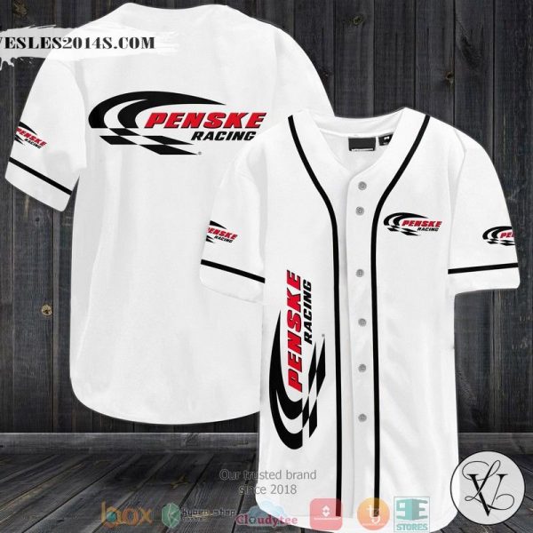 Team Penske Car Racing White Baseball Jersey
