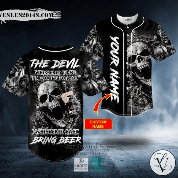 The Devil Whisper To Me Scream Breakthrough Beer Skull Custom Baseball Jersey