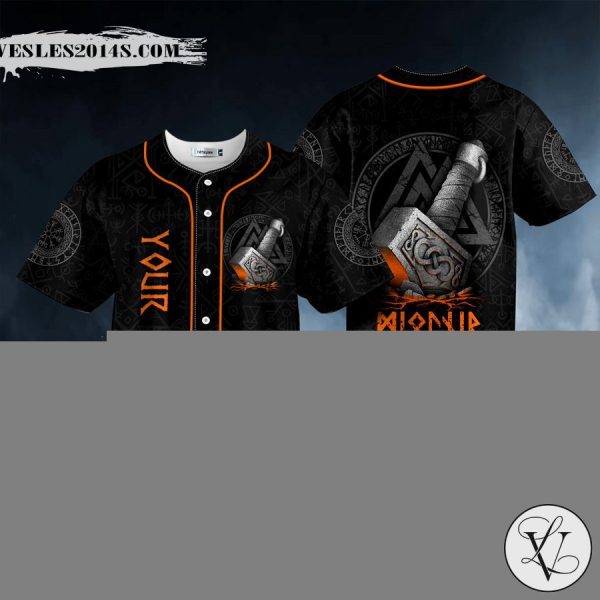 Thor Hammer Tattoo Skull Custom Baseball Jersey