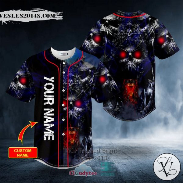 Time’s Up Sandy Clock Ghost Butterfly Skull Custom Baseball Jersey