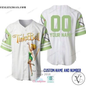 Tinker Bell Cartoon Personalized Baseball Jersey Shirt