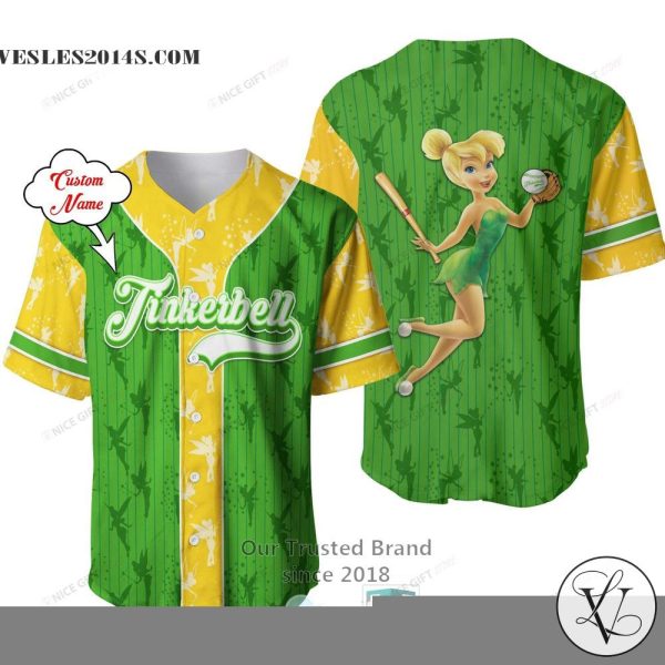 Tinker Bell Custom Name Baseball Jersey Shirt