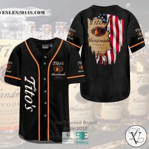 Tito S Handmade Vodka US Flag Black Baseball Jersey