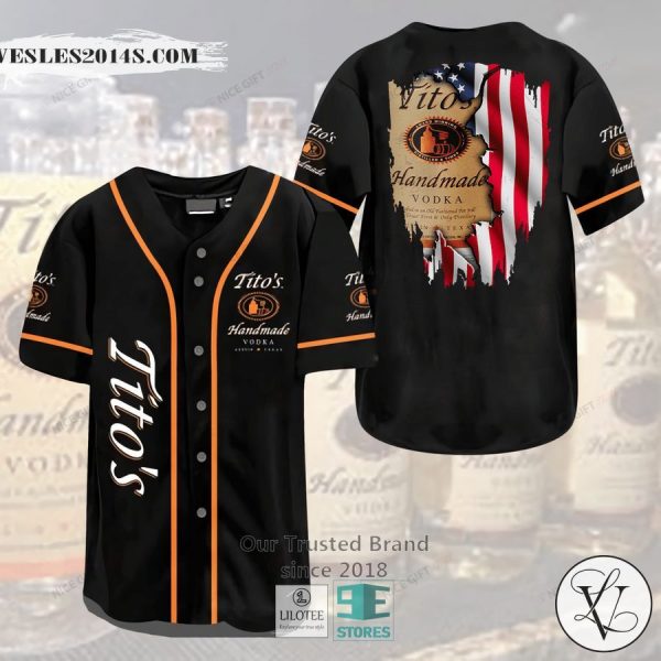 Tito S Handmade Vodka US Flag Black Baseball Jersey