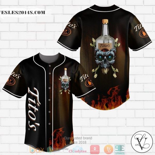 Tito’s Handmade Vodka Flame Skull Baseball Jersey