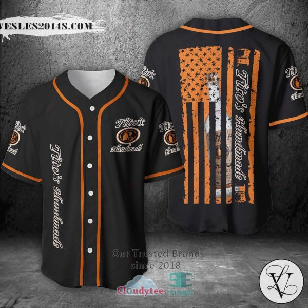 Tito’s Handmade Vodka United States Flag black orange Baseball Jersey