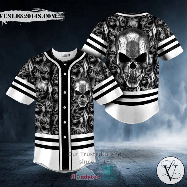 Tribal Metal Demon Skull Baseball Jersey