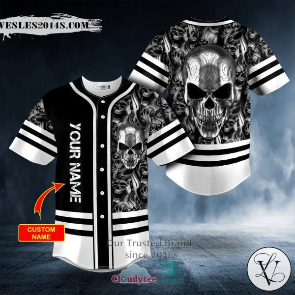 Tribal Metal Demon Skull Custom Baseball Jersey