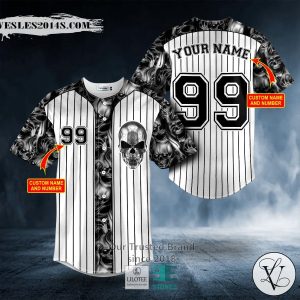 Tribal Metal Skull Custom Baseball Jersey