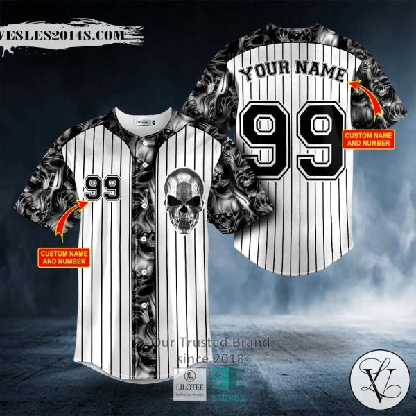 Tribal Metal Skull Custom Baseball Jersey