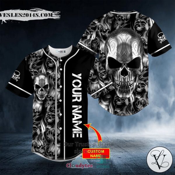 Tribal Tattoos Metal Skull Custom Baseball Jersey