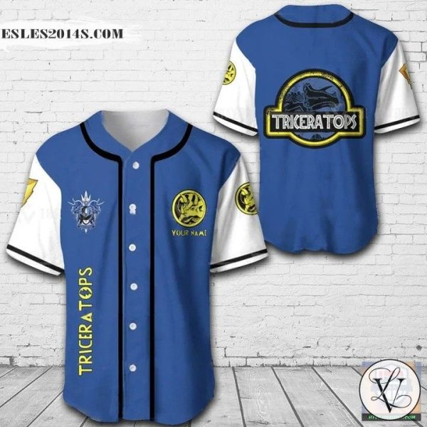Triceratops Mighty Morphin Power Rangers Baseball Jersey Shirt
