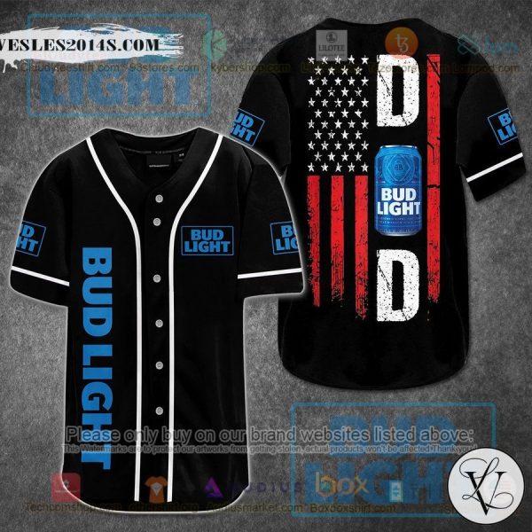 United States Flag Bud Light Can black Baseball Jersey