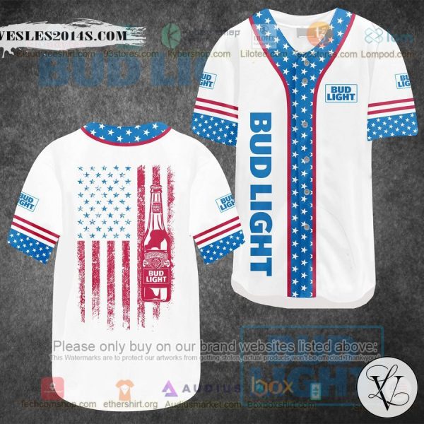 United States Flag Bud Light white Baseball Jersey