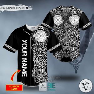 Vegvisir Wolf Viking Tattoo Custom Baseball Jersey