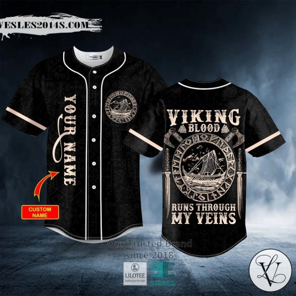 Viking Blood Runs Through My Veins Custom Baseball Jersey
