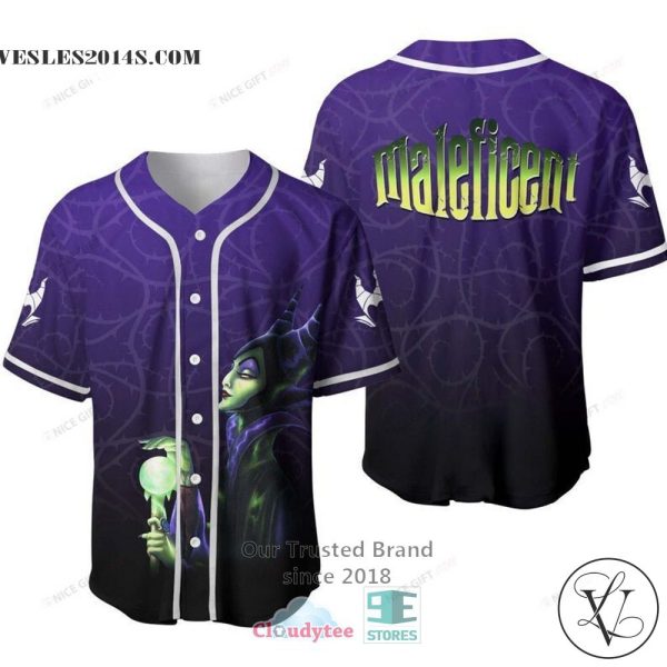 Walt Disney Maleficent Pattern Baseball Jersey Shirt