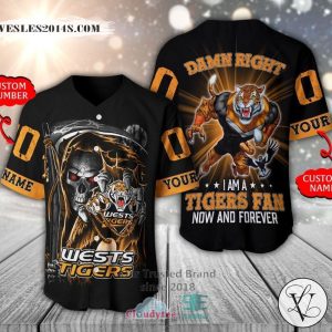 Wests Tigers Skull Personalized Baseball Jersey Shirt
