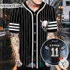 White Black Stripes No 11 Skull Personalized Baseball Jersey