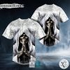 White Grim Reaper Prayers To Santa Muerte Skull Baseball Jersey